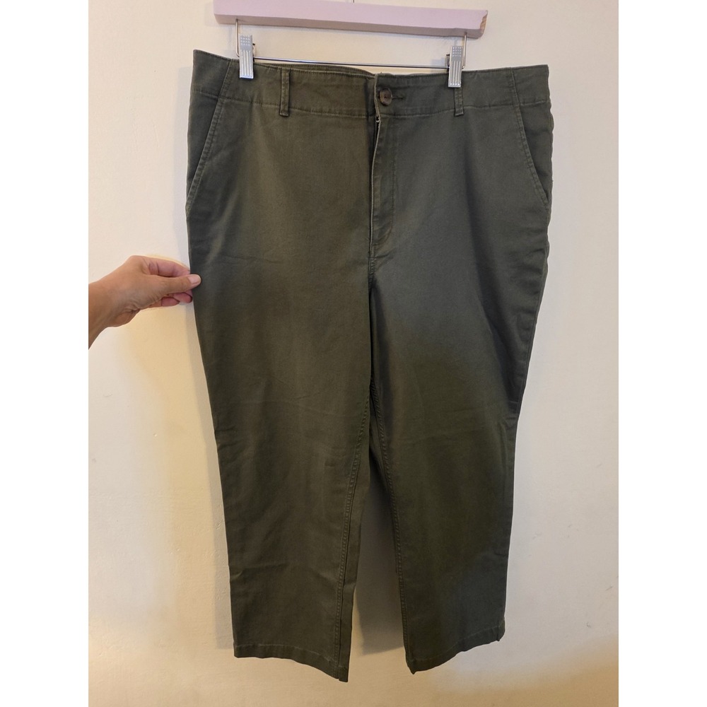 Loft Wpmen's Size 16Perfect Straight Ankle Olive Green Cotton Spandex Khaki Work